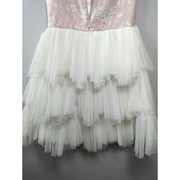 American Princess Girls Dress Size 10 Embroidered Floral Layered Skirt Rhineston - Picture 5 of 12